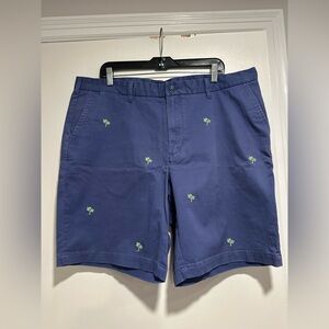 Lands’ End Men’s Sz:40 Dusty Blue Palm Tree Embroidered AOP Classic Chino Shorts